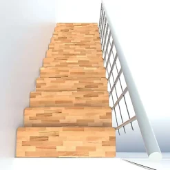 Matisere Escalier droit 14 marches - Hauteur à franchir 2.97 à 3.60m - Largeur 80cm - Structure blanche et marche hêtre - COMFO80/I/BB-14