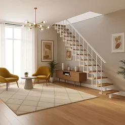 Escalier droit 8 marches - Hauteur à franchir 1.85 à 2.16m - Largeur 80cm - Structure blanche et marche hêtre - COMFO80/I/BB-8-Matisere Sale