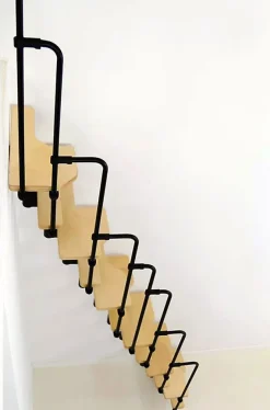 Matisere Escalier droit 13 marches - Hauteur à franchir 2.41 à 3.16m- Noir et Hêtre - TWISTER60-I-NH-13