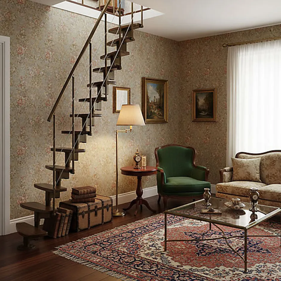 Matisere Escalier droit 12 marches - Hauteur à franchir 2.23 à 2.94m- Largeur 65cm - Structure noire et marche noyer - NIZZA60/I/SNMNO-12