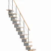 Matisere Escalier droit 12 marches - Hauteur à franchir 2.47 à 2.75m - Largeur 65cm - Structure grise et marche hêtre - QUATR65/I-GB-12