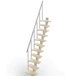 Matisere Escalier droit 14 marches - Hauteur à franchir de 3.00 à 3.56m - Largeur 60cm - Couleur bois et blanc - SMALL60/I-SGNAT-14