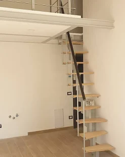 Matisere Escalier droit 14 marches - Hauteur à franchir de 3.00 à 3.56m - Largeur 60cm - Couleur bois et blanc - SMALL60/I-SGNAT-14