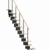 Escalier droit 9 marches - Hauteur à franchir 1.90 à 2.06m - Largeur 65cm - Structure noire et marche hêtre - QUATR65/I-NB-9-Matisere Sale