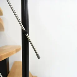 Escalier droit 9 marches - Hauteur à franchir 1.90 à 2.06m - Largeur 65cm - Structure noire et marche hêtre - QUATR65/I-NB-9-Matisere Sale