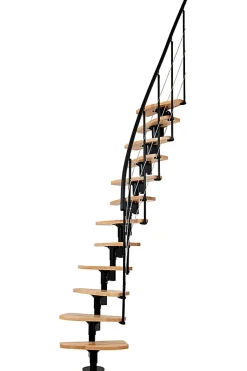 Matisere Escalier droit 13 marches - Hauteur à franchir 2.41 à 3.17m - Largeur 65cm - Structure noire et marche hêtre - NIZZA60/I/NH-13
