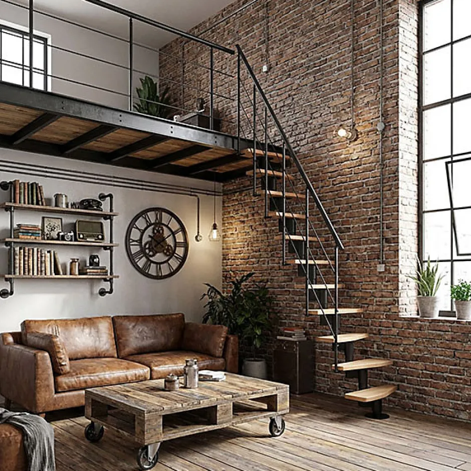 Matisere Escalier droit 13 marches - Hauteur à franchir 2.41 à 3.17m - Largeur 65cm - Structure noire et marche hêtre - NIZZA60/I/NH-13