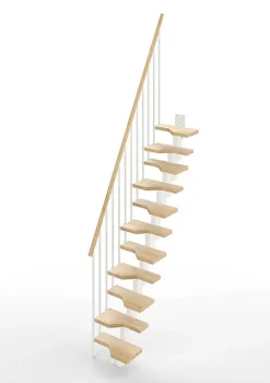 Escalier droit 11 marches - Hauteur à franchir de 2.41 à 2.85m - Largeur 61cm - Couleur naturel et blanc - MINI61/I/SBMNAT-11-Matisere Outlet