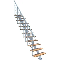 Matisere Escalier droit 13 marches - Hauteur à franchir 2.78 à 3.36m - Largeur 80cm - Structure blanche et marche hêtre - COMFO80/I/BB-13