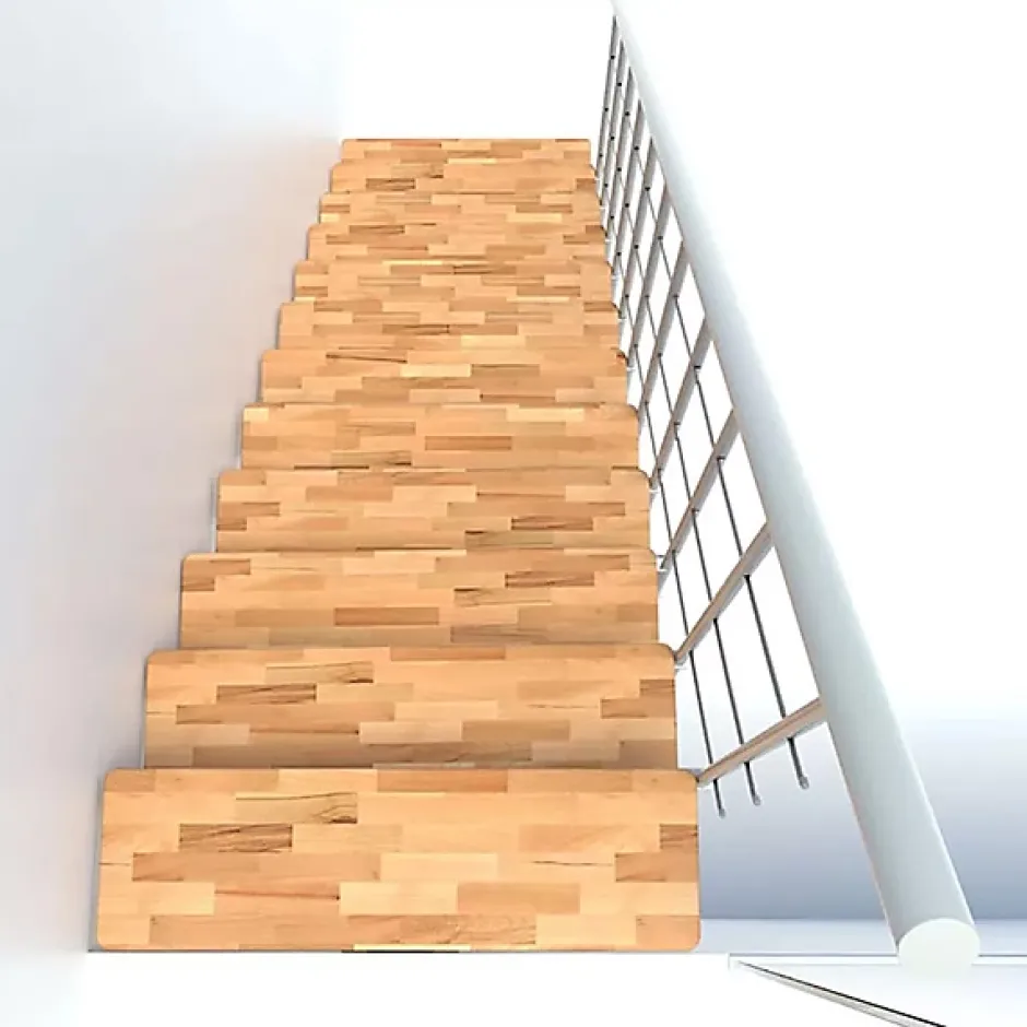 Matisere Escalier droit 13 marches - Hauteur à franchir 2.78 à 3.36m - Largeur 80cm - Structure blanche et marche hêtre - COMFO80/I/BB-13