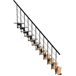 Matisere Escalier droit 14 marches - Hauteur à franchir 2.97 à 3.60m - Noir et bois - COMFO80/I/NB-14