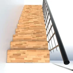 Matisere Escalier droit 14 marches - Hauteur à franchir 2.97 à 3.60m - Noir et bois - COMFO80/I/NB-14