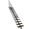 Escalier droit 11 marches - Hauteur à franchir 2.41 à 2.88m- Largeur 80cm - Structure grise et marche noyer - COMFO80/I/GN-11-Matisere Sale