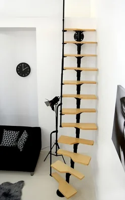 Matisere Escalier droit 10 marches - Hauteur à franchir 1.89 à 2.49m - Noir et Hêtre - TWISTER60-I-NH-10