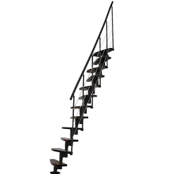 Matisere Escalier droit 10 marches - Hauteur à franchir 1.89 à 2.49m- Largeur 65cm - Structure noire et marche noyer - NIZZA60/I/SNMNO-10
