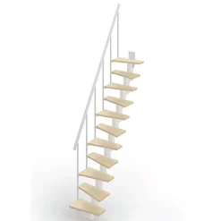 Escalier droit 9 marches - Hauteur à franchir de 2.00 à 2.36m - Largeur 60cm - Couleur bois et blanc - SMALL60/I-SBNAT-9-Matisere Discount