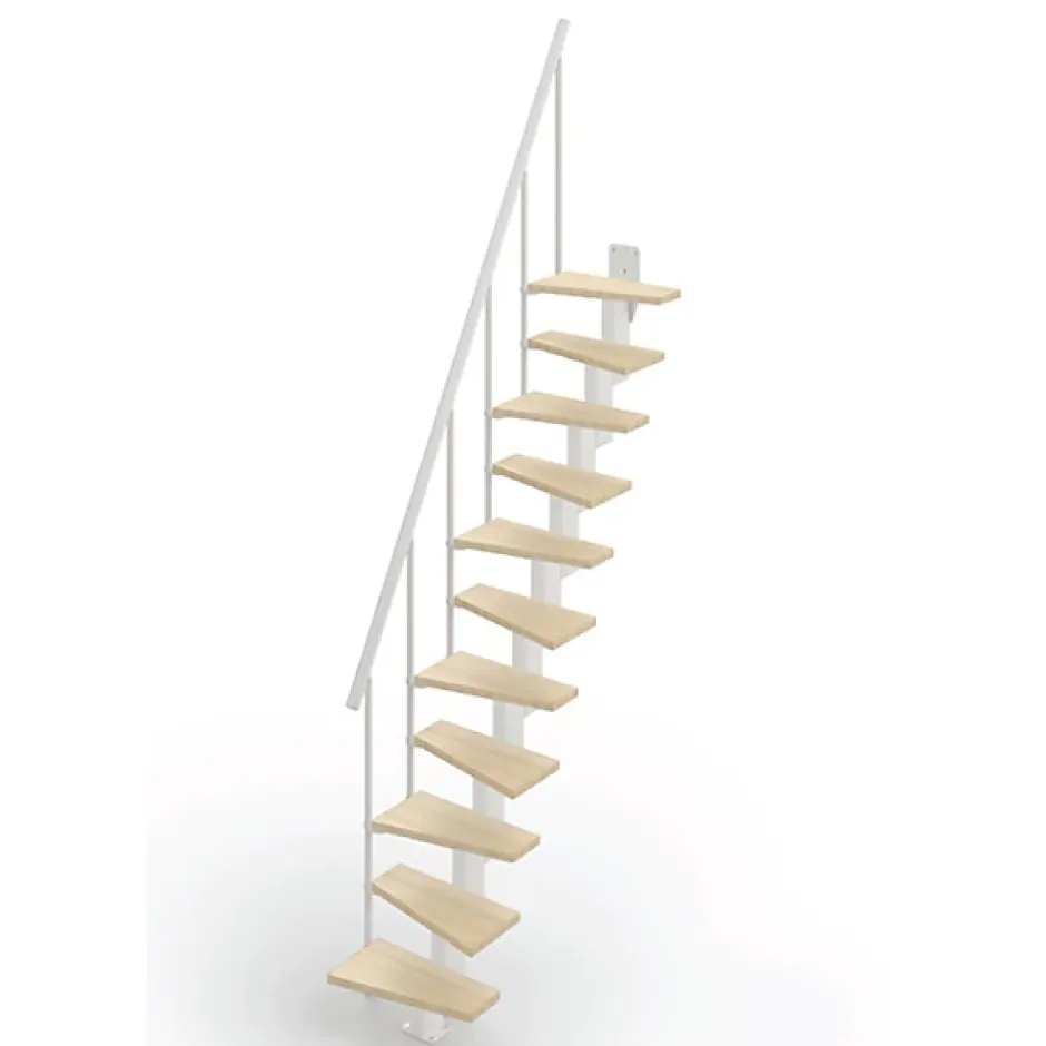 Escalier droit 9 marches - Hauteur à franchir de 2.00 à 2.36m - Largeur 60cm - Couleur bois et blanc - SMALL60/I-SBNAT-9-Matisere Discount