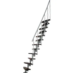 Escalier droit 12 marches - Hauteur à franchir 2.23 à 2.94m- Largeur 65cm - Structure grise et marche noyer - NIZZA60/I/SGMNO-12-Matisere