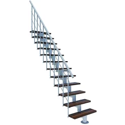 Matisere Escalier droit 9 marches - Hauteur à franchir 2.04 à 2.40m - Largeur 80cm - Structure blanche et marche noyer - COMFO80/I/BN-9