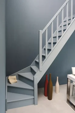 Kordo Escalier droit bois Normandie l.74,5 cm 14 marches sapin