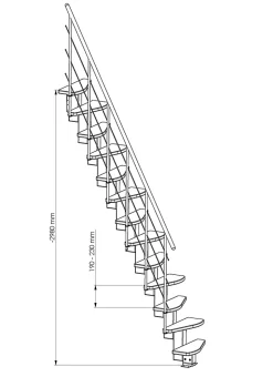 Escalier droit gain de place hêtre et acier noir 13 marches Cerros-Fortia New