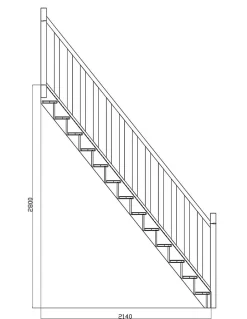 Escalier Droit Hêtre LC 80cm Kit Rampe H Sol Sol 280 Cm-Woodup Best