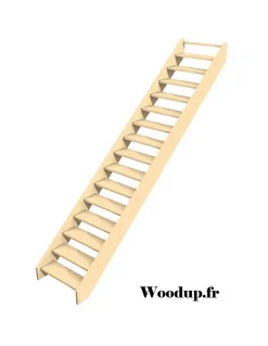 Escalier Droit Hêtre LC Ou Sapin Chevalard 280 Cm Avec Contremarches Hêtre LC H Sol Sol 280 Cm-Woodup Discount