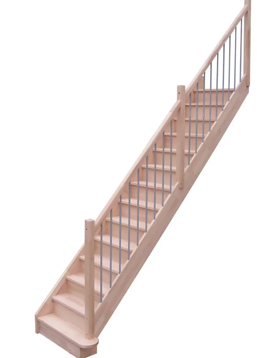Woodup Escalier Droit Hêtre Rampe Métal époxy Gris Kit Gauche H Sol Sol 280 Cm