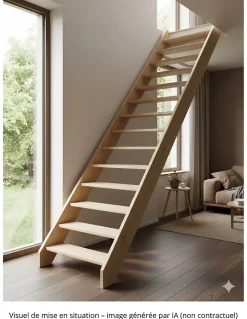 Escalier Droit Sapin (195 X 34 Mm) Fageole 220 Cm90 Chêne LC H Sol Sol 300 Cm-Woodup Outlet