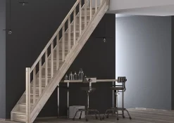 Sogem Escalier droit chêne coloris naturel 13 marches avec contremarches Tradi Eeco avec rampe