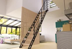 Alumin'home Escalier droit Valencia noir en hêtre 12 marches