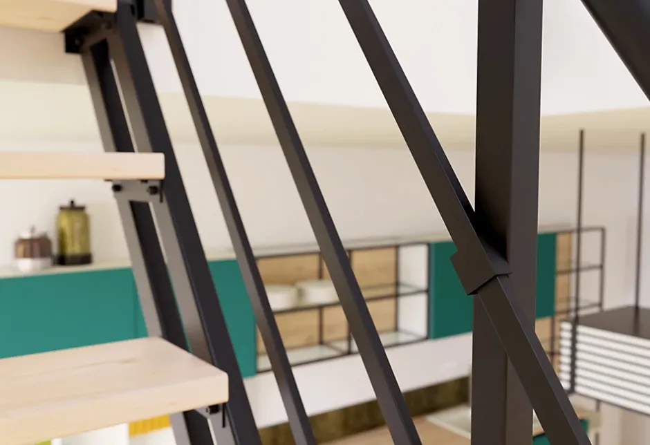 Alumin'home Escalier droit Valencia noir en hêtre 12 marches