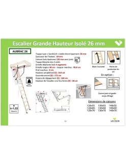 Escalier Escamotable Grande Hauteur Isolé 26 Mm H 330 Cm Caisson 140 X 70 Cm-Woodup