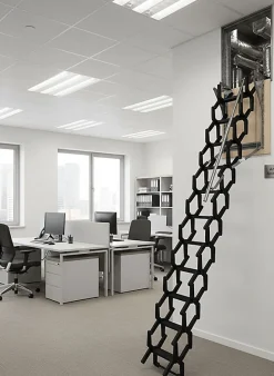 Escalier escamotable mural en métal - Trémie de 60x130cm - Hauteur de 2.25 à 3.25m - ADJM/60/130-Matisere Discount