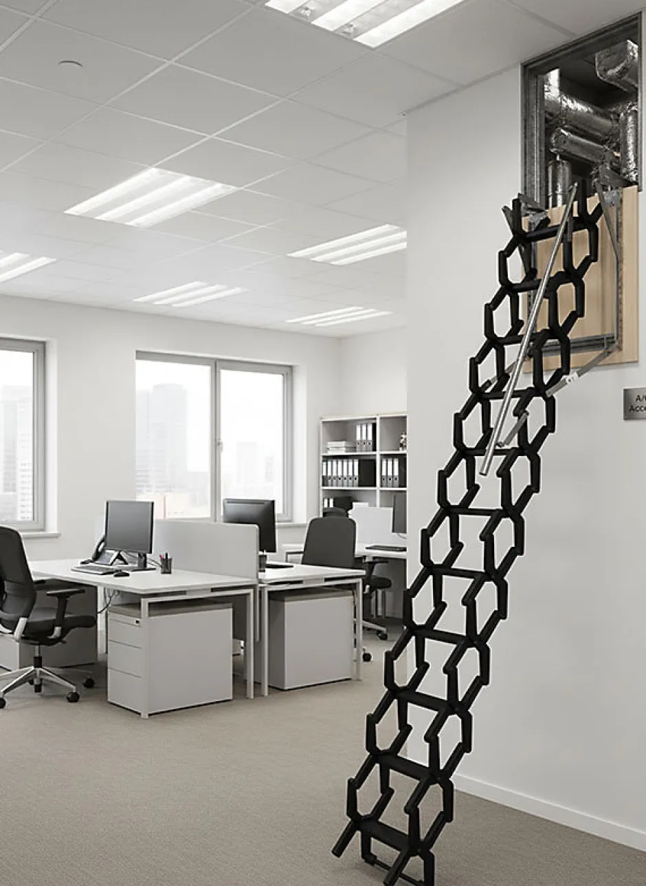 Escalier escamotable mural en métal - Trémie de 60x130cm - Hauteur de 2.25 à 3.25m - ADJM/60/130-Matisere Discount