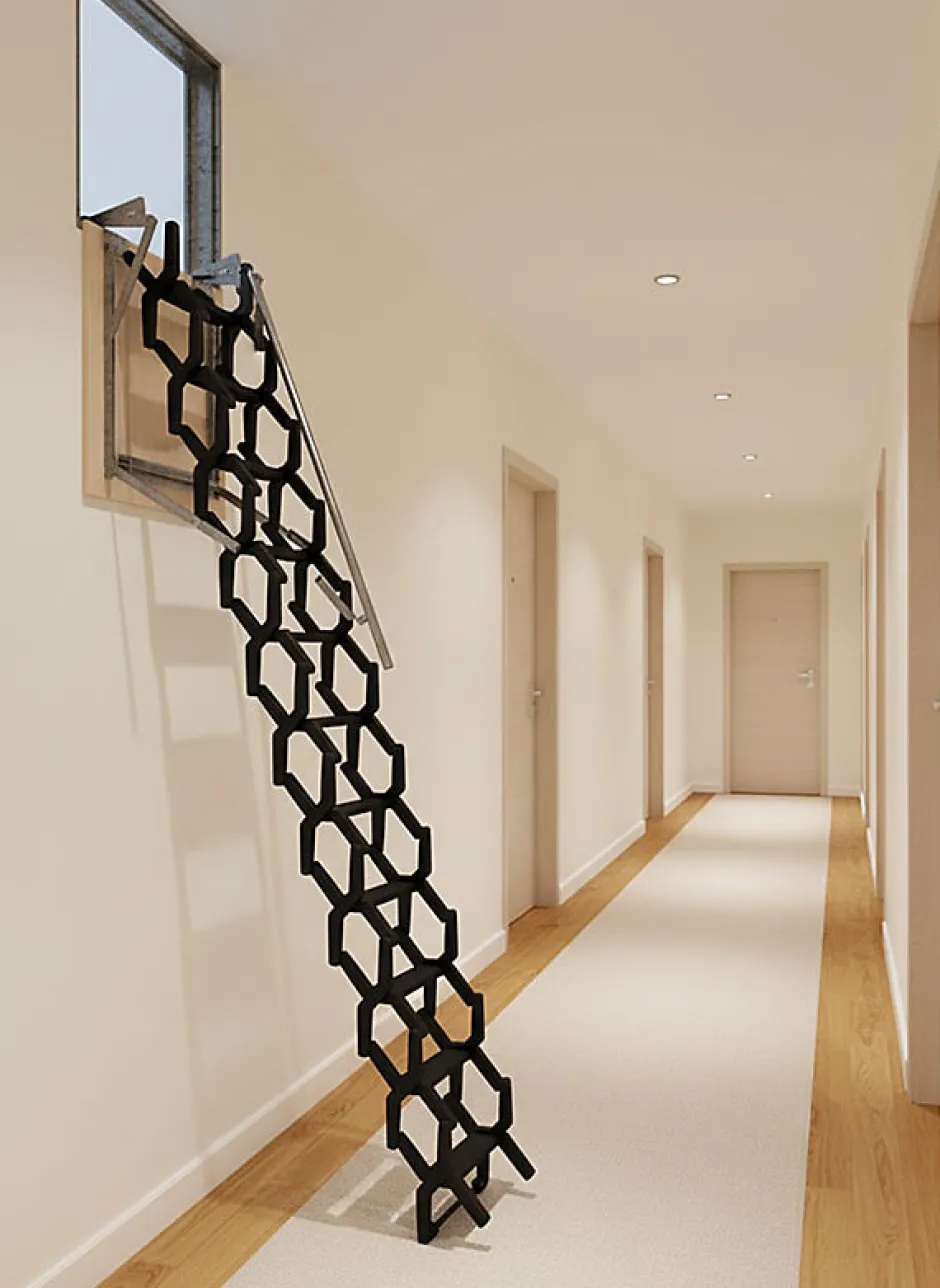 Matisere Escalier escamotable mural en métal - Trémie de 80x110cm - Hauteur de 2.25 à 3.25m - ADJM/80/110