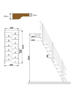Woodup Escalier Gain De Place Nugere 280 Cm Kit Recoupable Sapin H Sol Sol 280 Cm