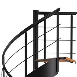 Escalier hélicoïdal hêtre et acier noir 13 marches Carilo Ø140cm tournant gauche-Fortia Sale