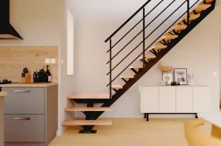 Escalier monopoutre palier Maya rampe aluminium marche hêtre l. 2.75 m-Alumin'home New