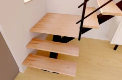 Escalier monopoutre palier Maya rampe aluminium marche hêtre l. 2.75 m-Alumin'home New