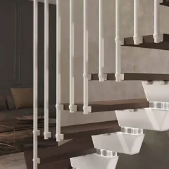 Matisere Escalier quart tournant 13 marches - Hauteur à franchir de 2.60 à 3.11m - Largeur 85cm - Limon central - Noyer et anthracite -