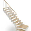Matisere Escalier quart tournant 15 marches - Hauteur à franchir de 2.80 à 3.52m - Largeur 75cm - Bois et blanc - Rampe verticale -