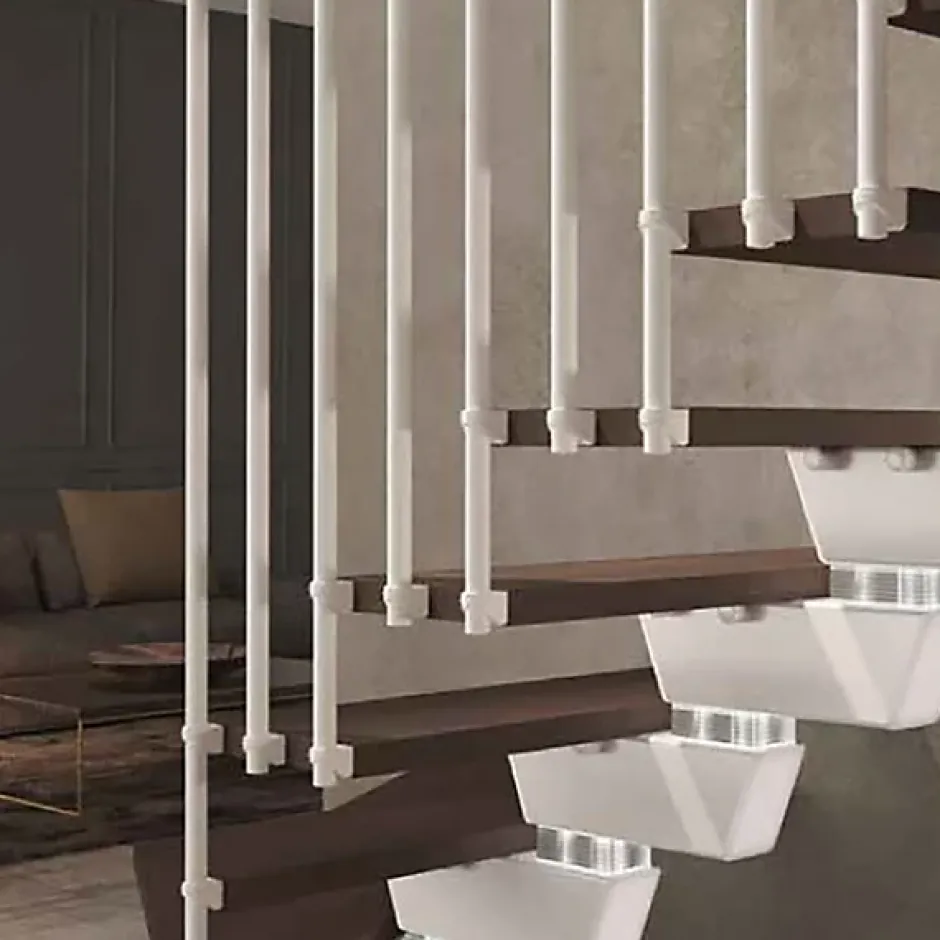 Escalier quart tournant 10 marches - Hauteur à franchir de 2.04 à 2.44m - Largeur 85cm - Limon central - Noyer et anthracite --Matisere Outlet