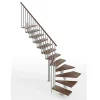 Matisere Escalier quart tournant 14 marches - Hauteur à franchir de 2.78 à 3.34m - Largeur 85cm - Limon central - Noyer et anthracite -