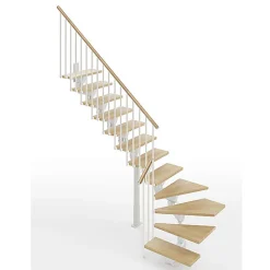 Escalier quart tournant 11 marches - Hauteur à franchir de 2.23 à 2.66m - Largeur 95cm - Limon central - Bois et blanc --Matisere Discount