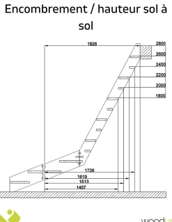 Escalier quart tournant bas en sapin Kit gain de place-Woodup Discount