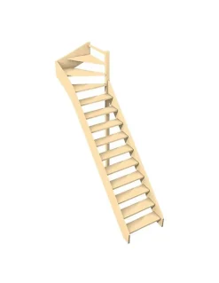 Escalier Quart Tournant Bavat Hetre 280 Cm Kit Recoupable Haut à Droite Sans Contremarche H Sol Sol 280 Cm-Woodup Outlet