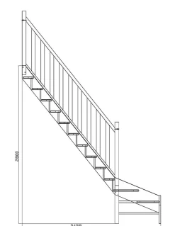 Woodup Escalier Quart Tournant Cuvillat Kit Recoupable Bas à Gauche Sans Contremarche H Sol Sol 280 Cm