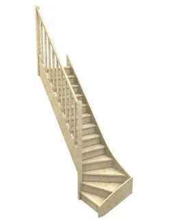 Escalier Quart Tournant Ceigne Kit Recoupable Bas à Gauche Avec Contremarches H Sol Sol 280 Cm-Woodup