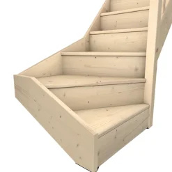 Escalier quart tournant droit avec contremarche épicéa coloris naturel 13 marches Rapallo-Fortia Sale